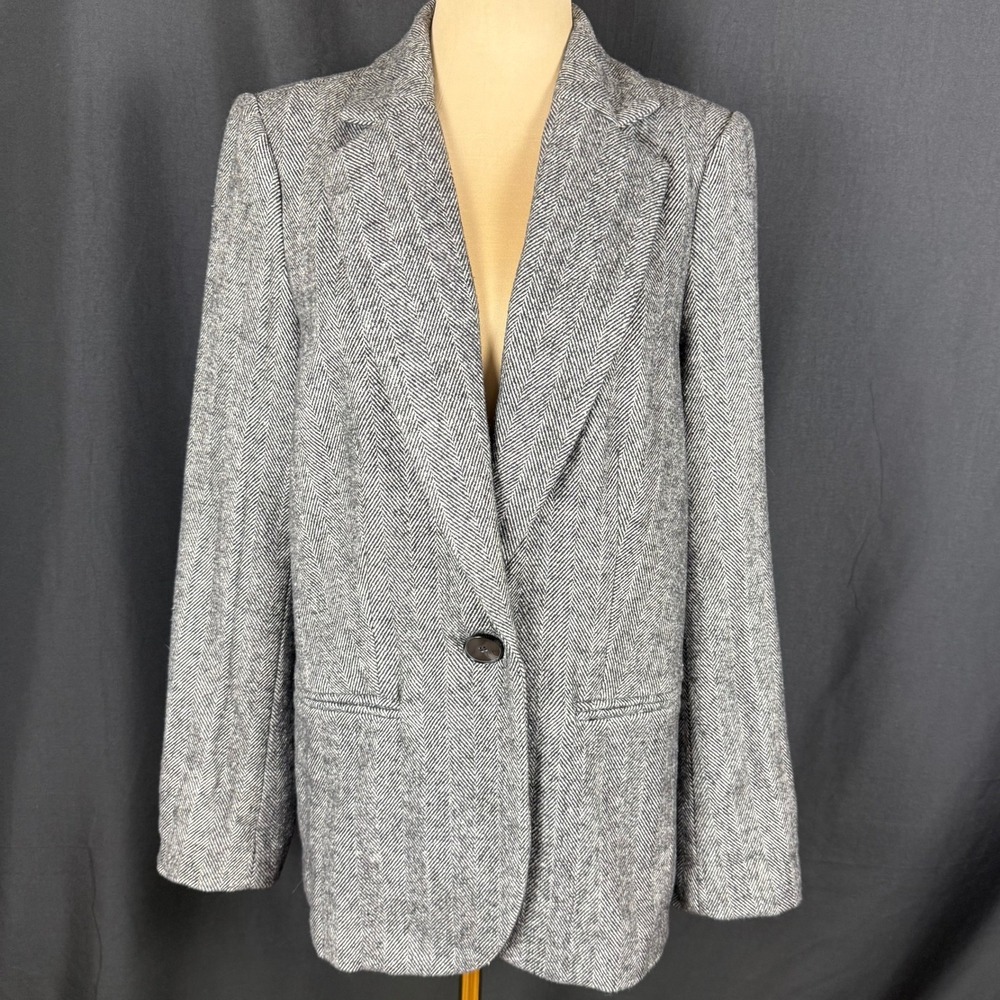 NWOT ASTR the Label Black Herringbone Tweed Jacket Blazer Size S Dark Academia